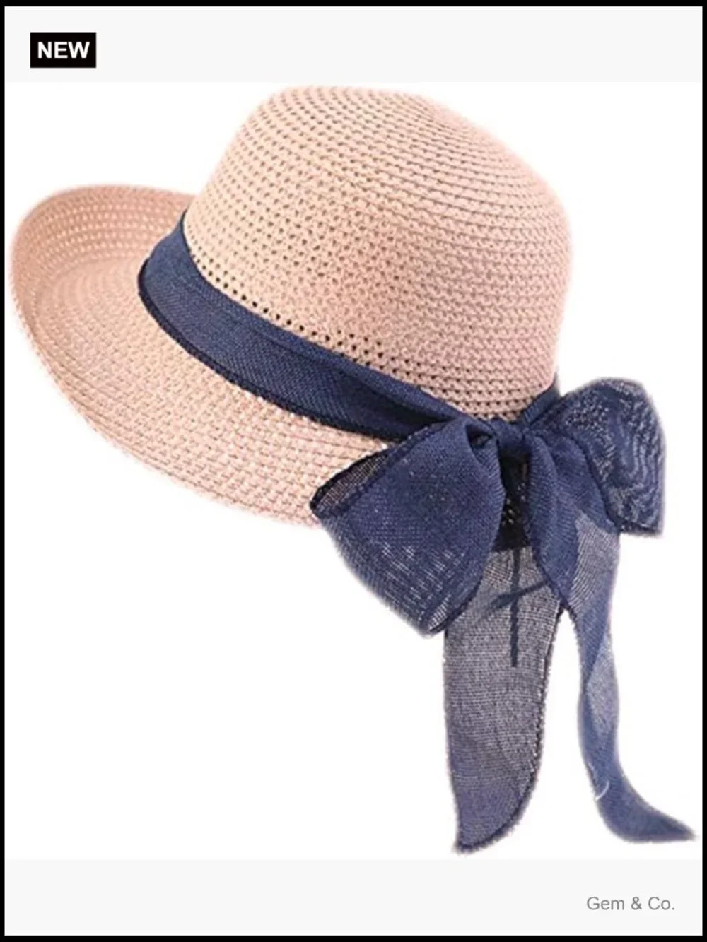 Wide Brim Sun Hat UPF 50+ Straw Floppy Beach Hat Foldable Packable
